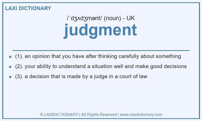 Definition judgment in British English