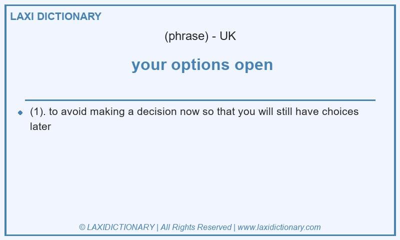 Definition  your options open in British English