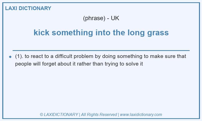 Definition kick something into the long grass in British English