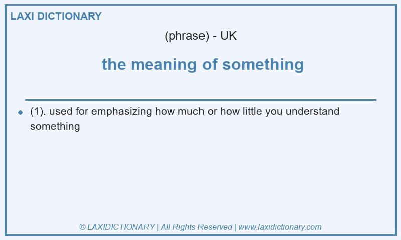 Definition the meaning of something in British English