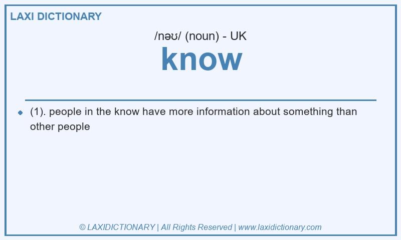 Definition know in British English