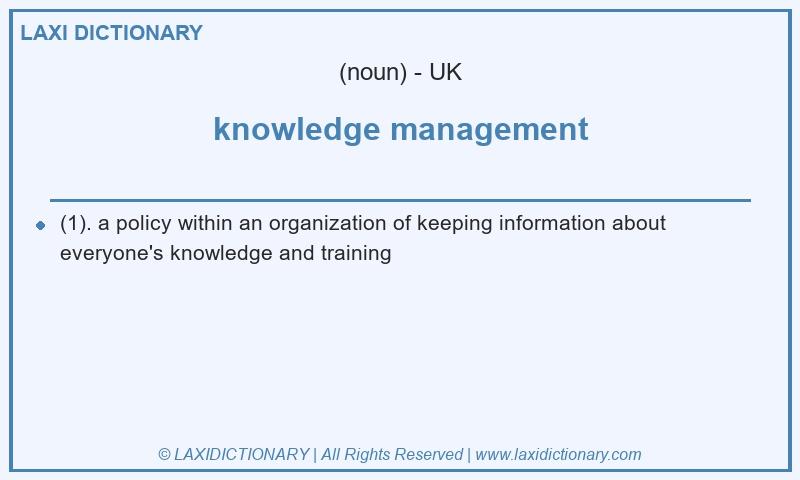 Definition knowledge management in British English