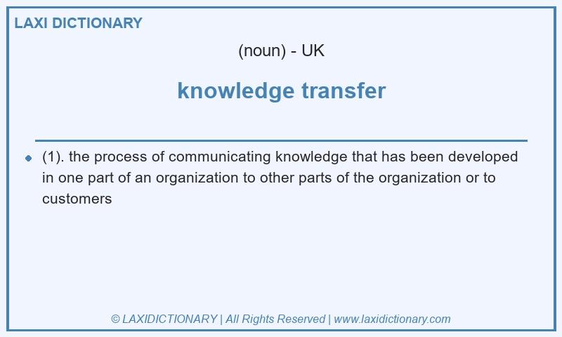 Definition knowledge transfer in British English