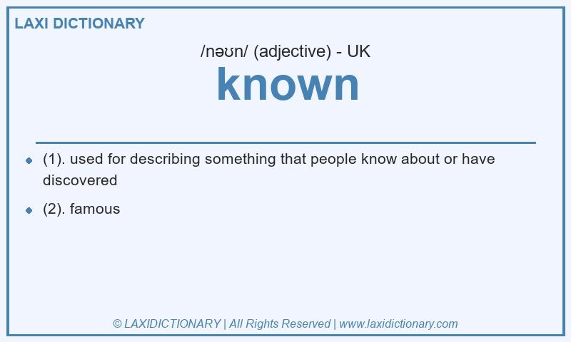 Definition known in British English