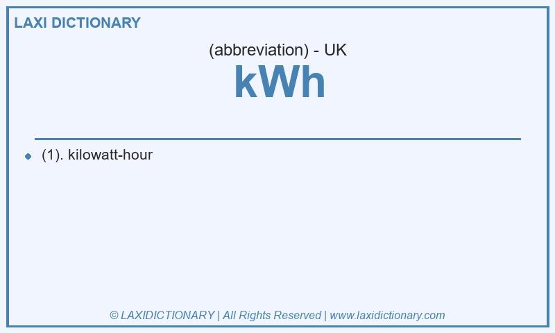 Definition kWh in British English