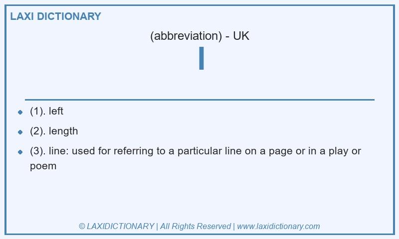Definition l in British English