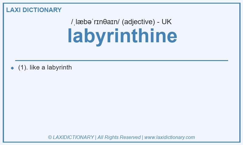 Definition labyrinthine in British English