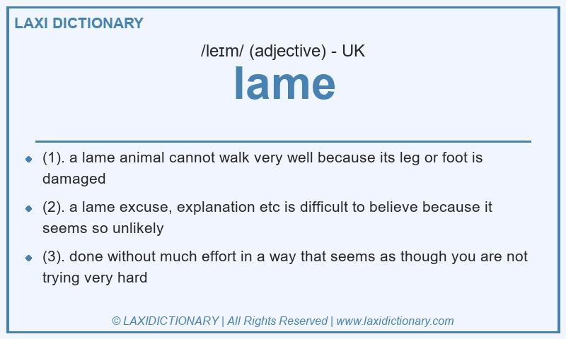 Definition lame in British English