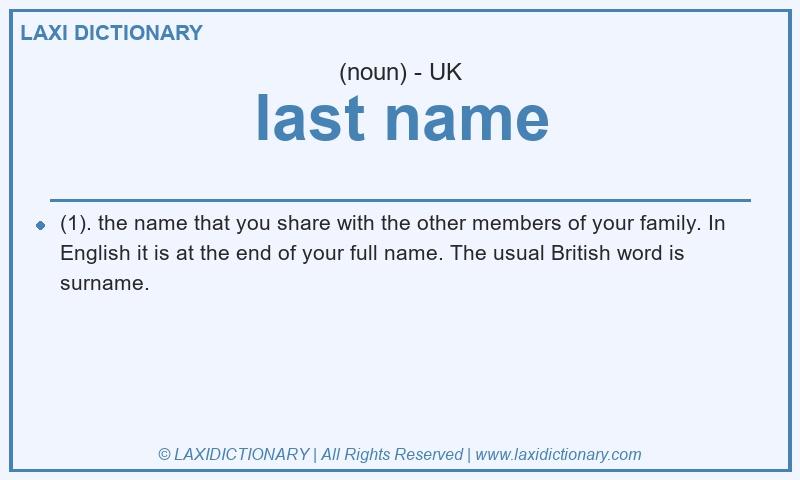 Definition last name in British English