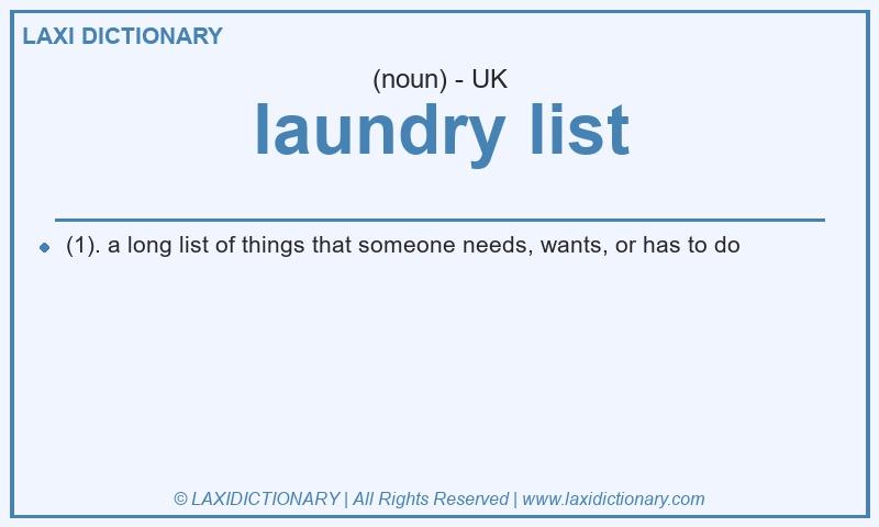 Definition laundry list in British English