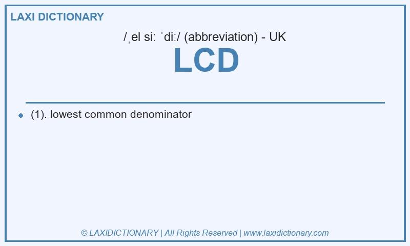 Definition LCD in British English