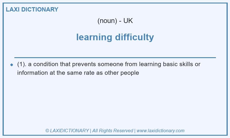 Definition learning difficulty in British English