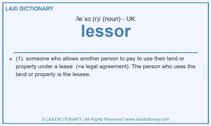 Definition lessor in British English