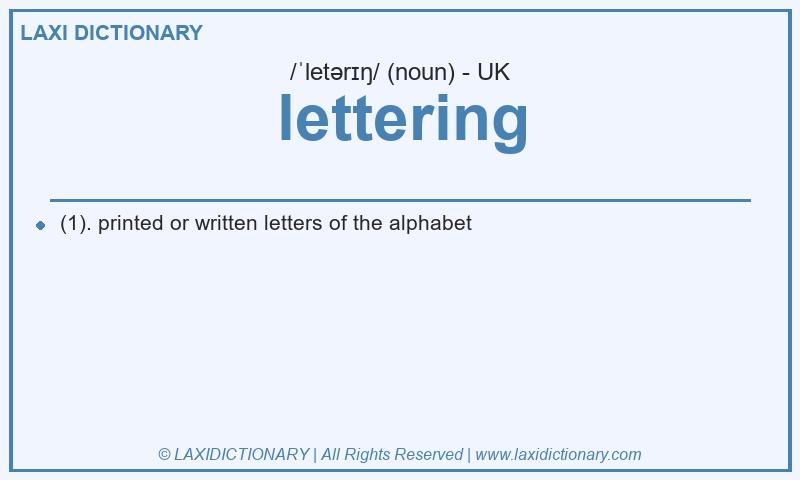 Definition lettering in British English