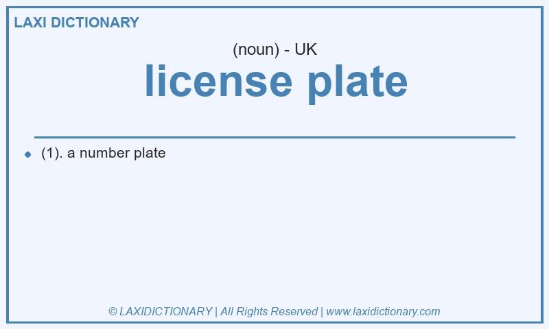 Definition license plate in British English