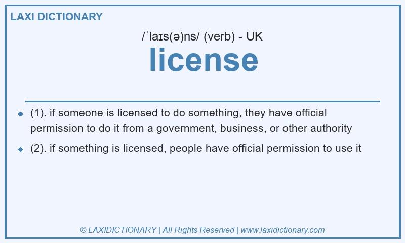 Definition license in British English