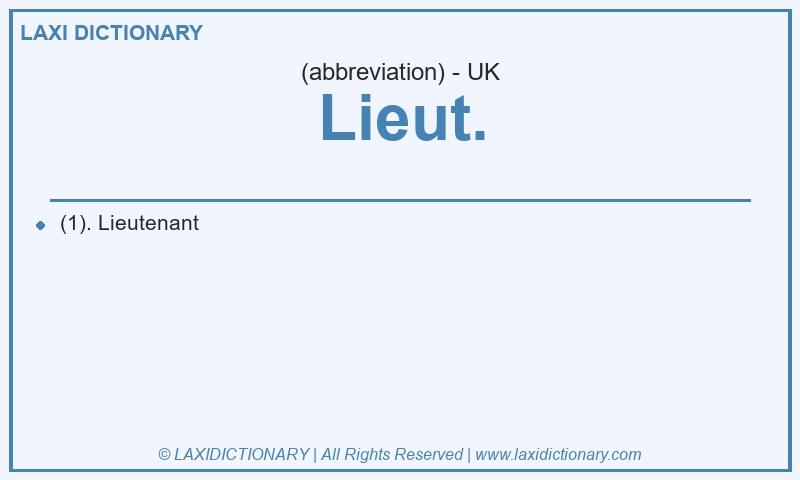 Definition Lieut. in British English