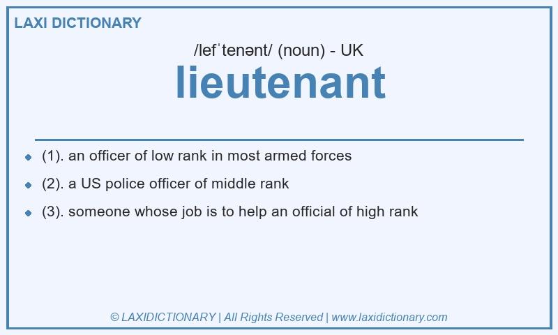 Definition lieutenant in British English