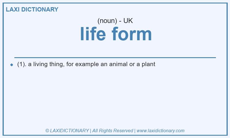Definition life form in British English