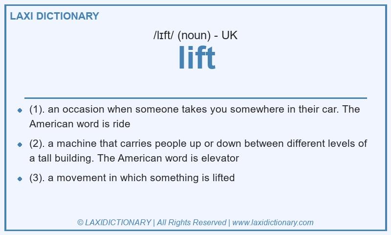 Definition lift in British English