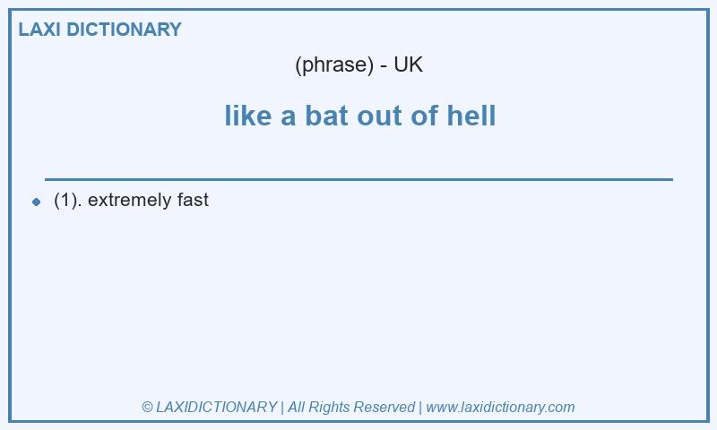 Definition like a bat out of hell in British English