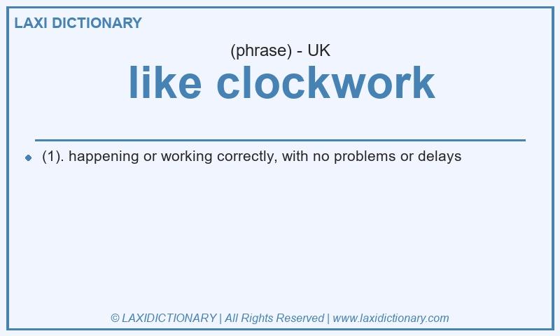 Definition like clockwork in British English
