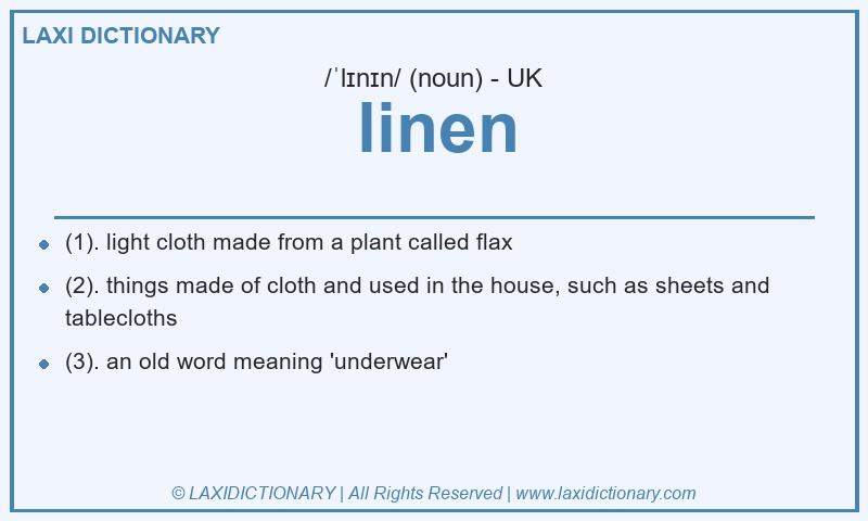 Definition linen in British English