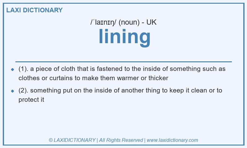 Definition lining in British English