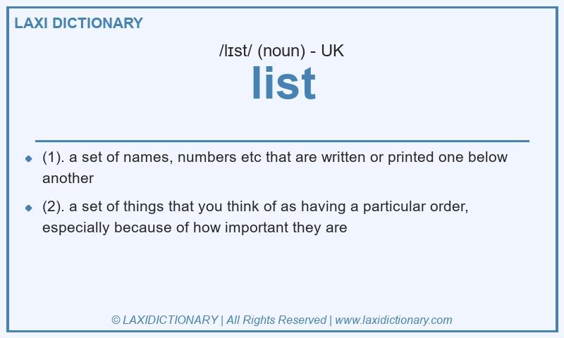 Definition list in British English