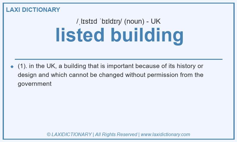 Definition listed building in British English
