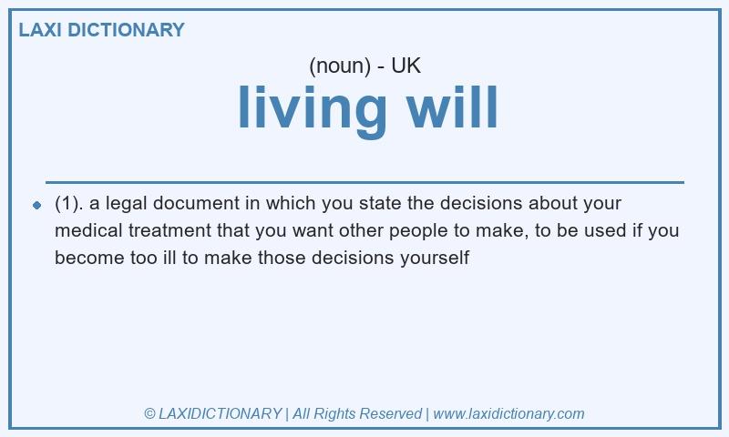 Definition living will in British English