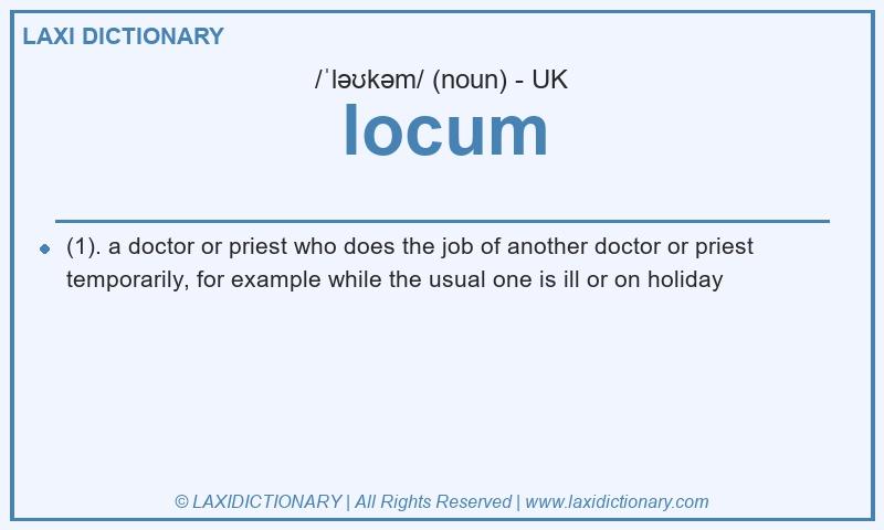 Definition locum in British English