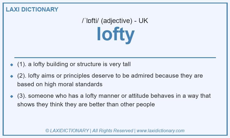 Definition lofty in British English