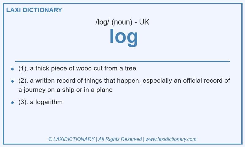 Definition log in British English