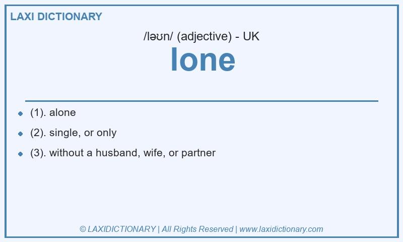 Definition lone in British English