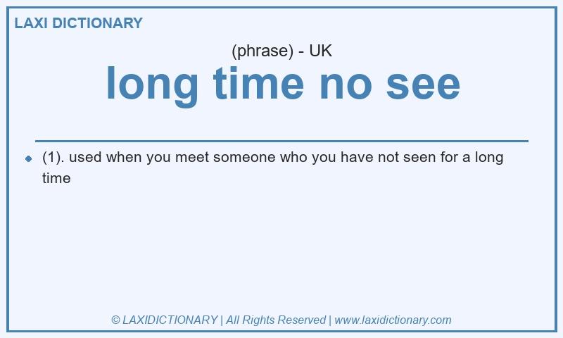 Definition long time no see in British English