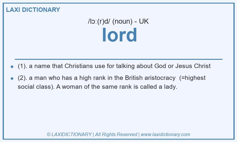 Definition lord in British English