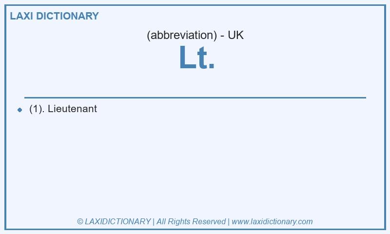 Definition Lt. in British English