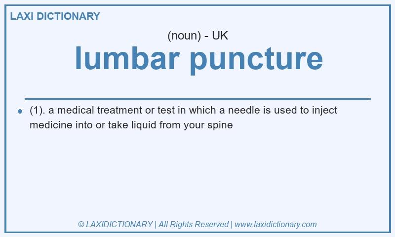 Definition lumbar puncture in British English