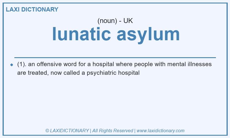 Definition lunatic asylum in British English