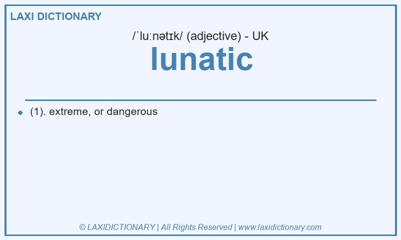 Definition lunatic in British English