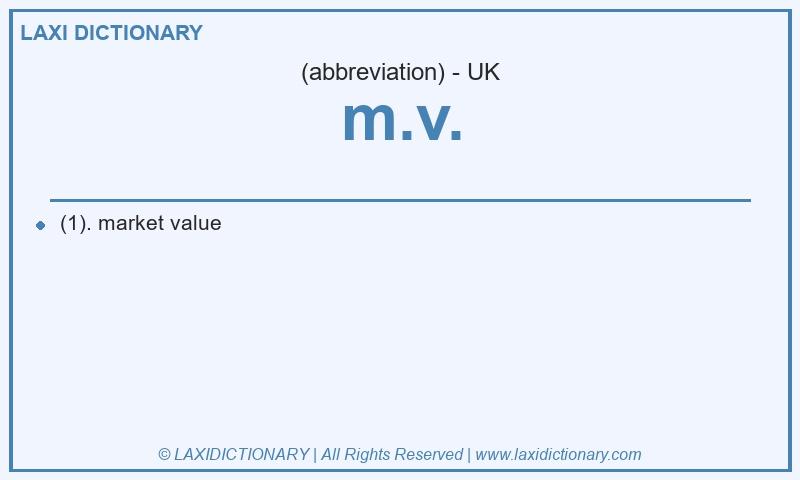 Definition m.v. in British English