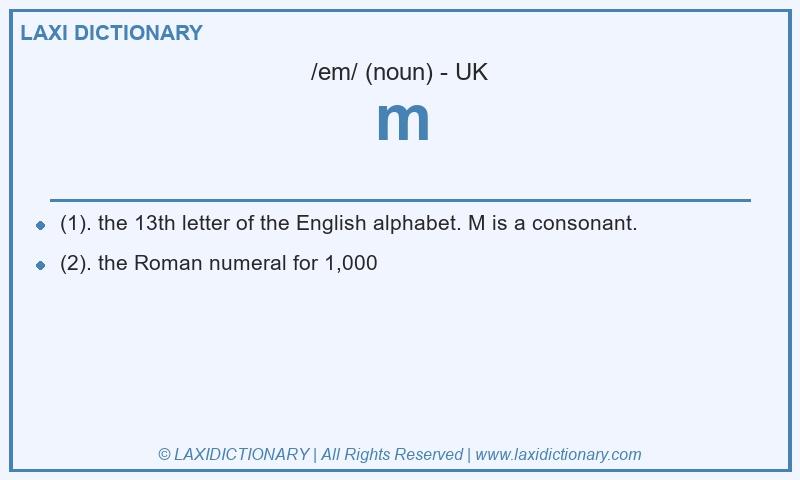 Definition m in British English
