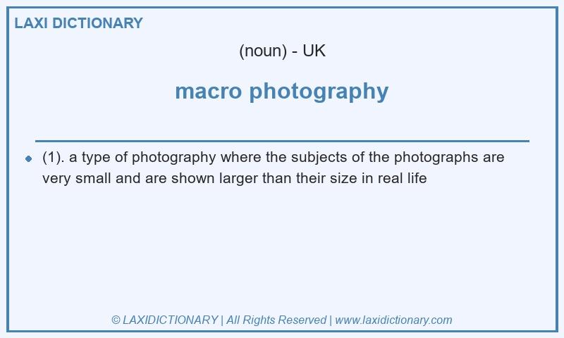 Definition macro photography in British English
