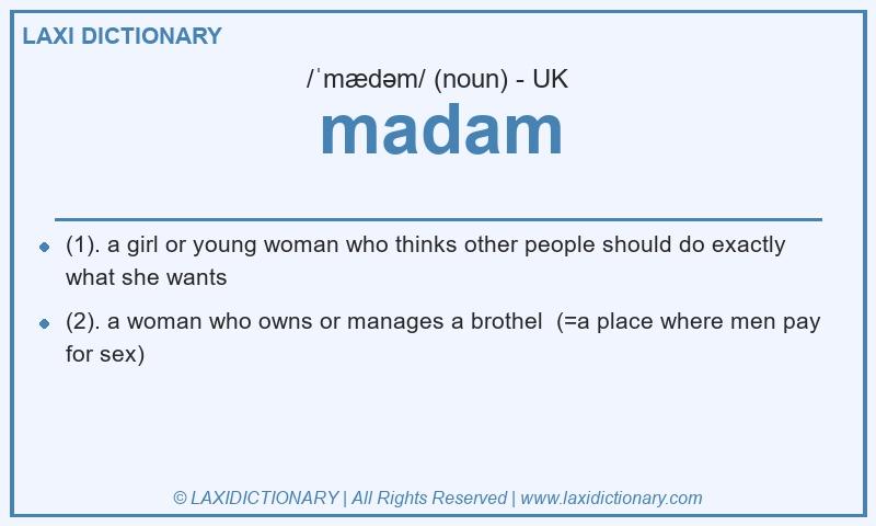 Definition madam in British English