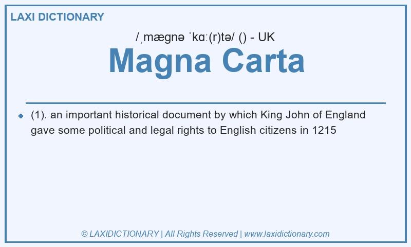 Definition Magna Carta in British English