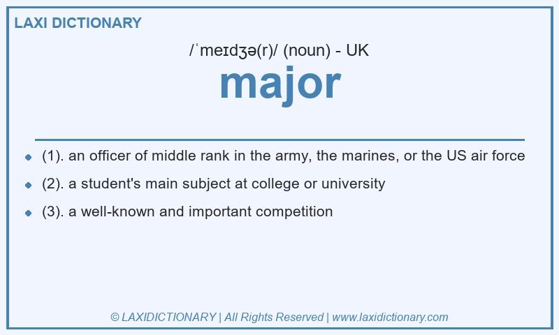 Definition major in British English