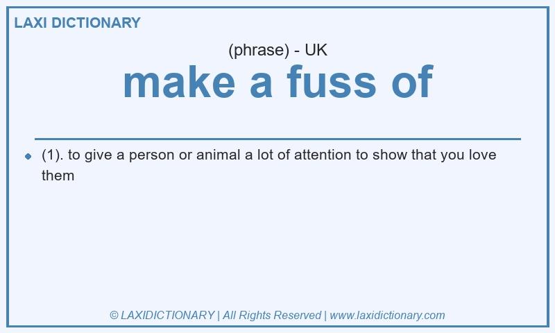 Definition make a fuss of in British English