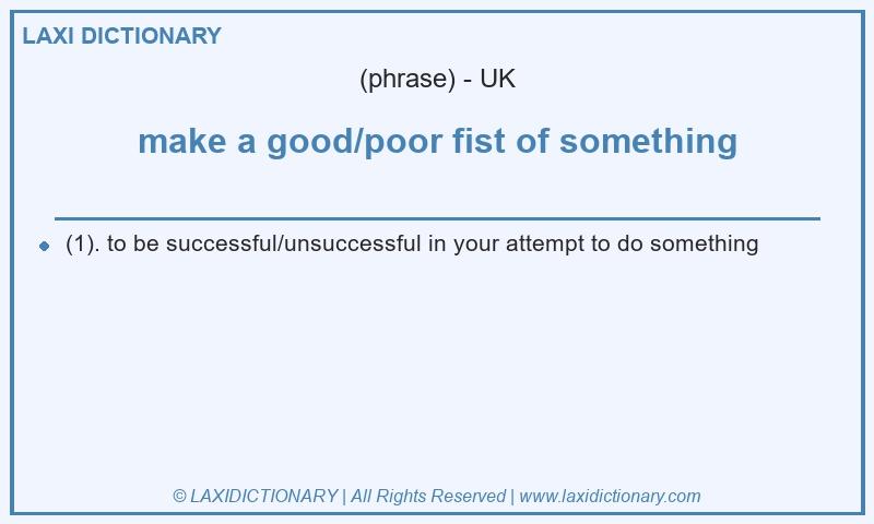 Definition make a good/poor fist of something in British English