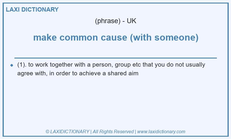 Definition make common cause (with someone) in British English